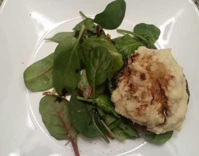 Yes, the Portobello cap is under all these lovely mashed potatoes! Yum!